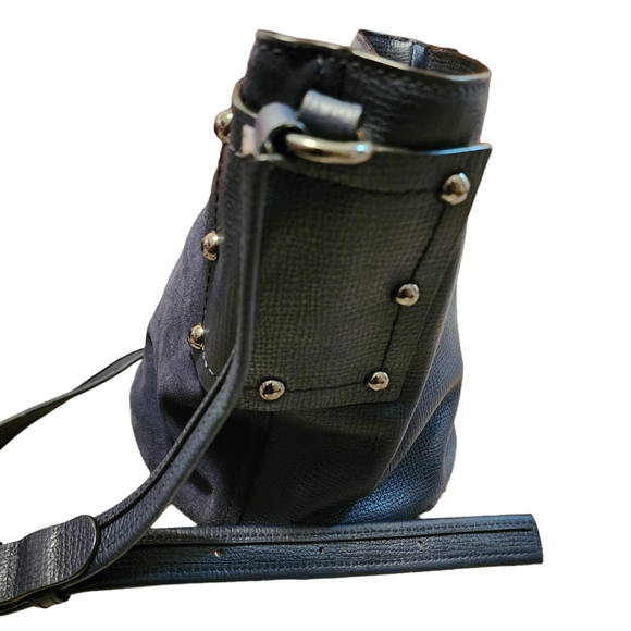 Marc By Marc Jacobs Vintage Navy Leather Blue Suede Leather Handbag Bucket Bag - Picture 5 of 11
